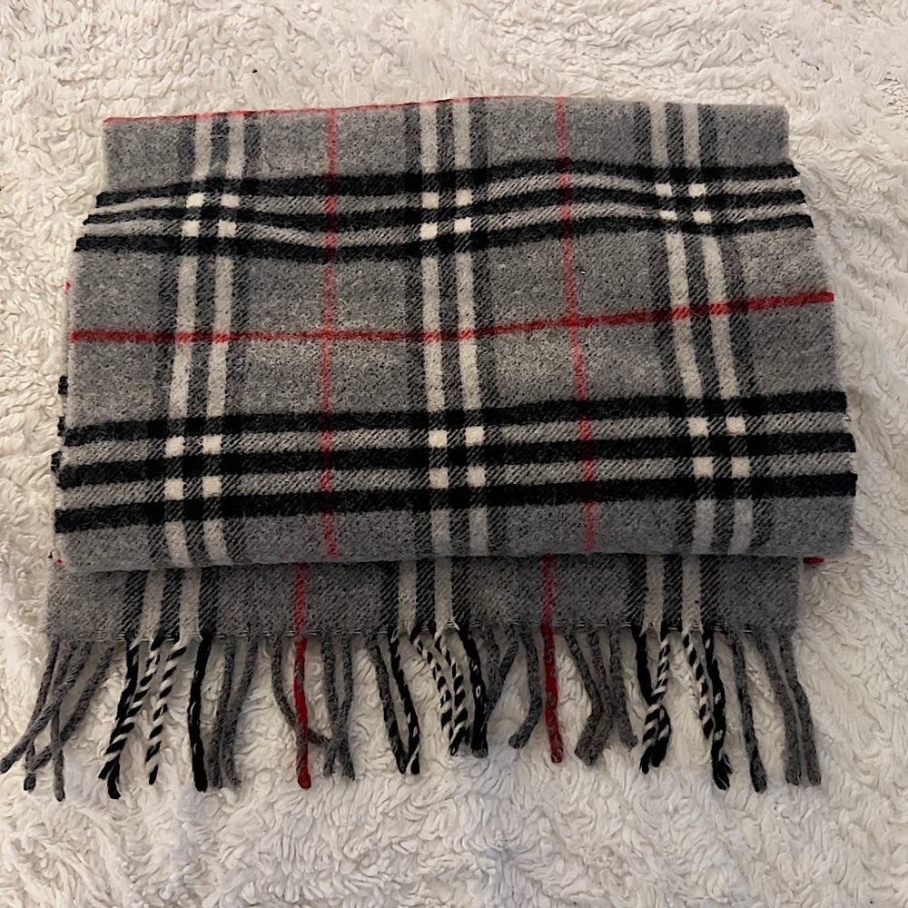 Burberry London Lambswool Plaid Print Scarf